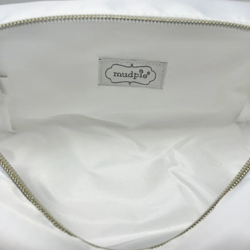 Mud Pie White Sequin Bride Cosmetic Bag